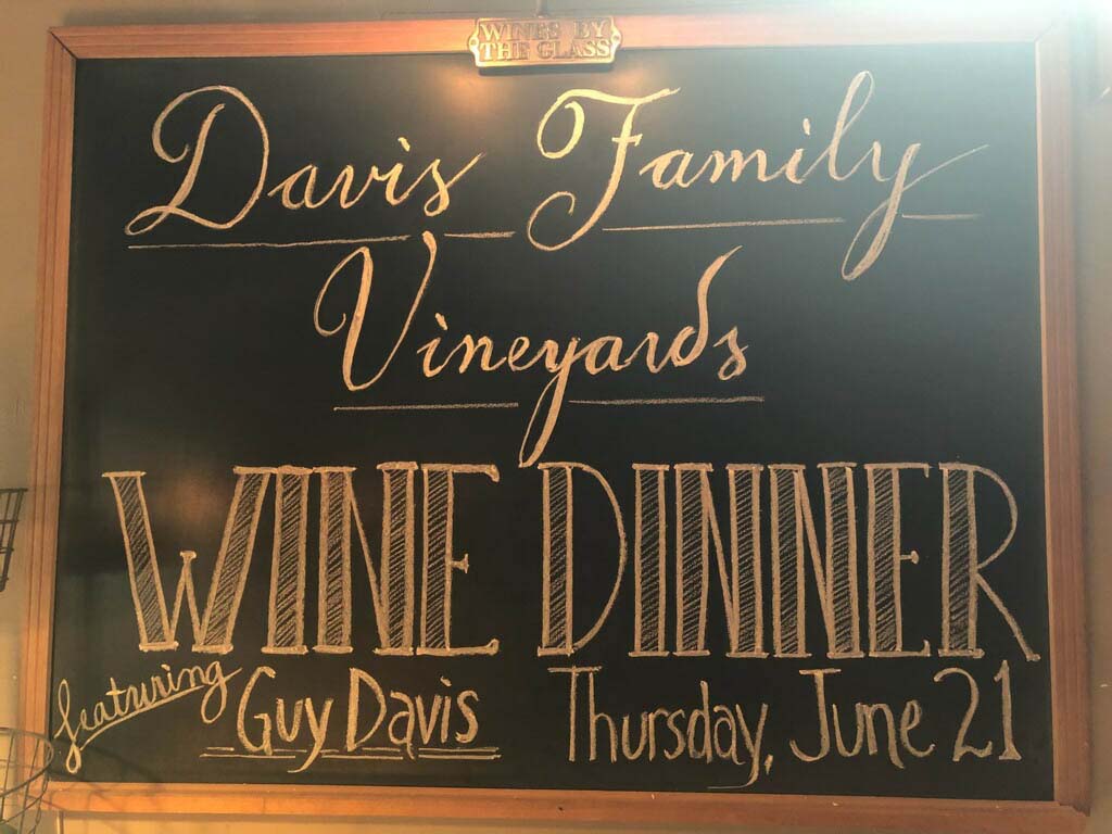 davis family wine dinner otv board