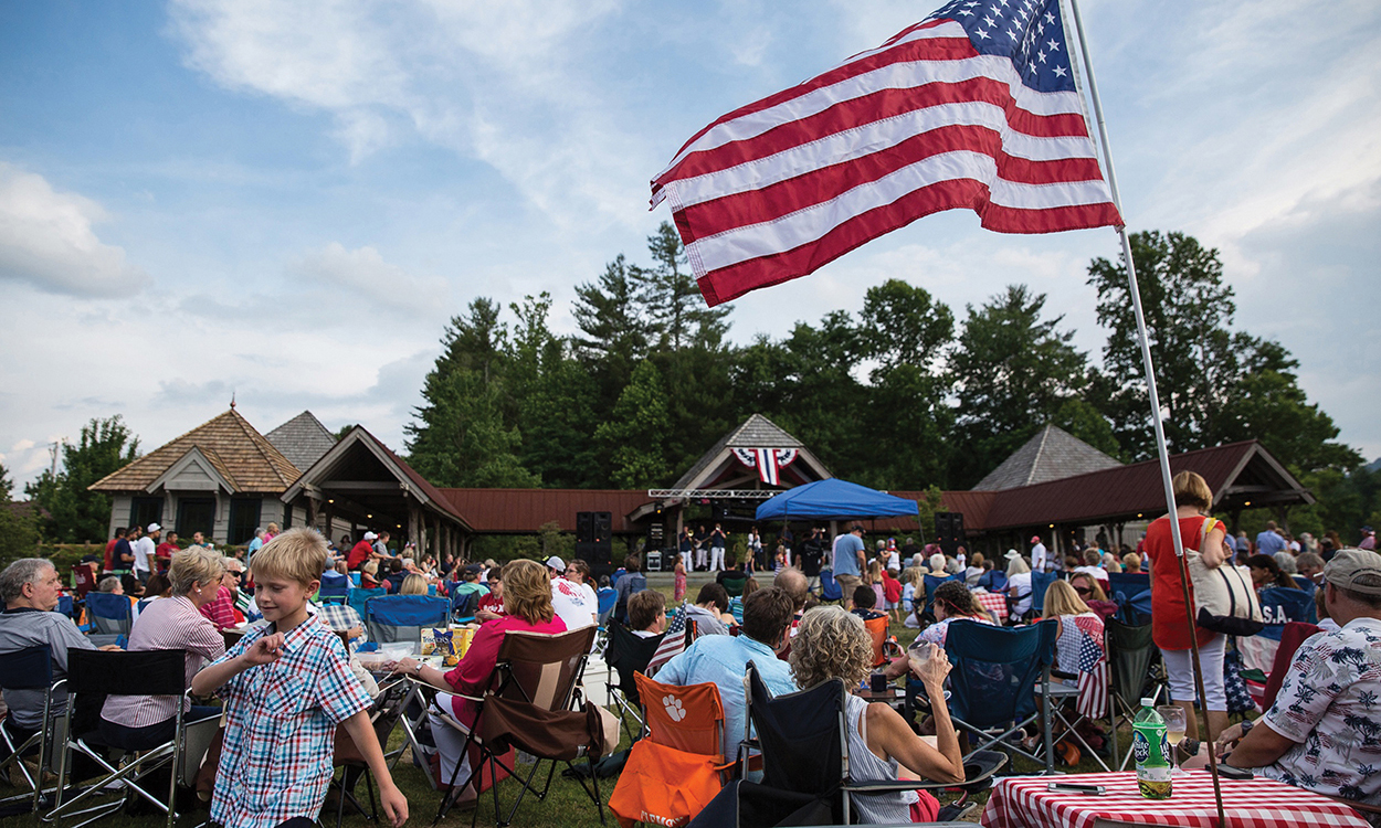 cashiers-nc-Fireworks-Extravaganza-flag-village-green