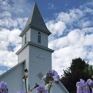 Webster Baptist Church & Irises-Resize